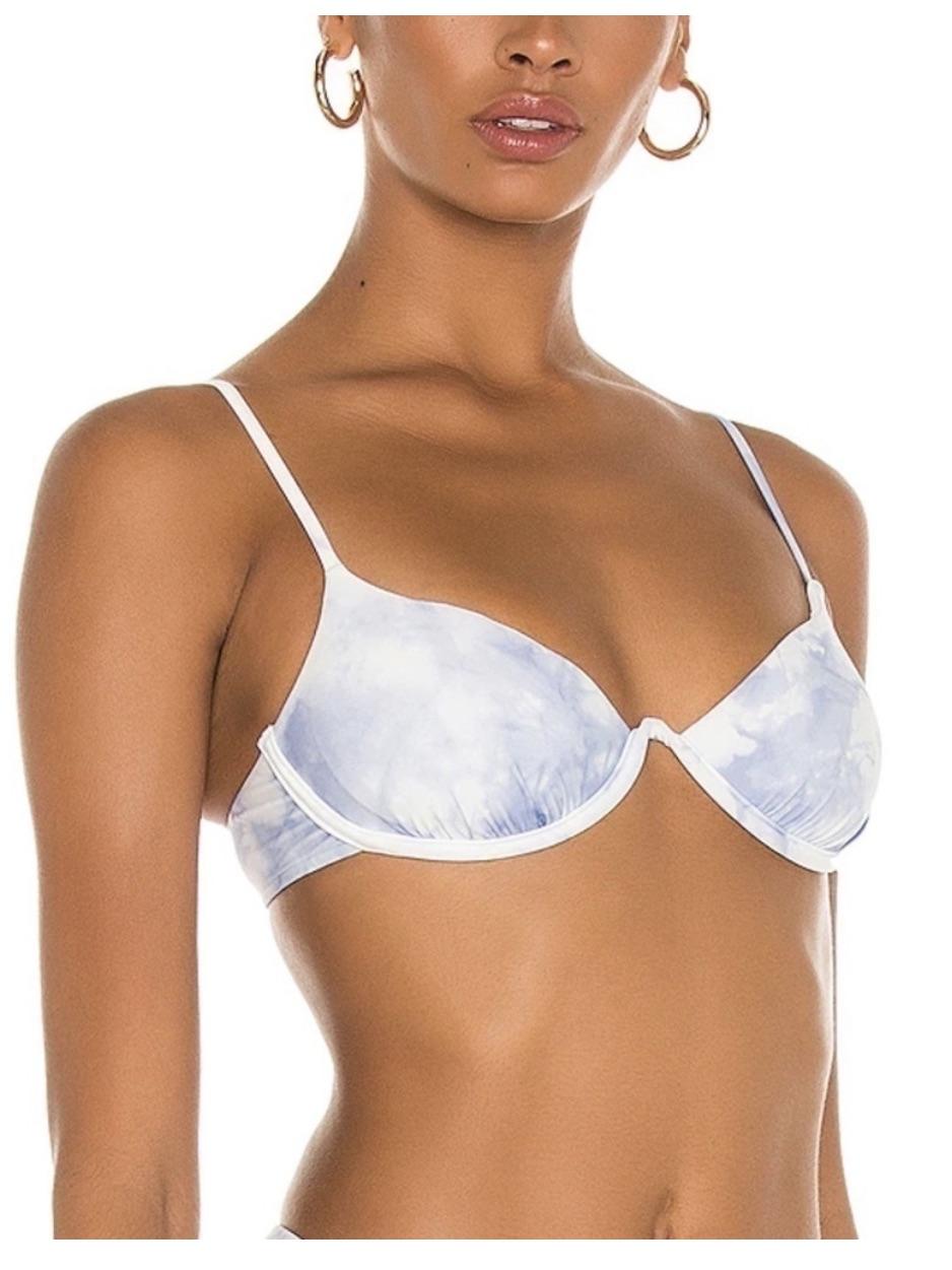 Jonathan Simkhai White And Light Blue Tie-Dye Underwire Swimsuit